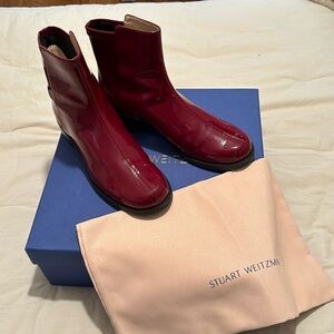 Stuart Weitzman Easyon Vinyl Bootie Cranberry Size 6